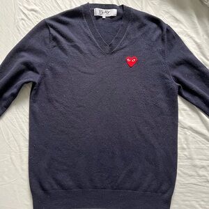 Commes Des Garçons Play Wool V-Neck Sweater